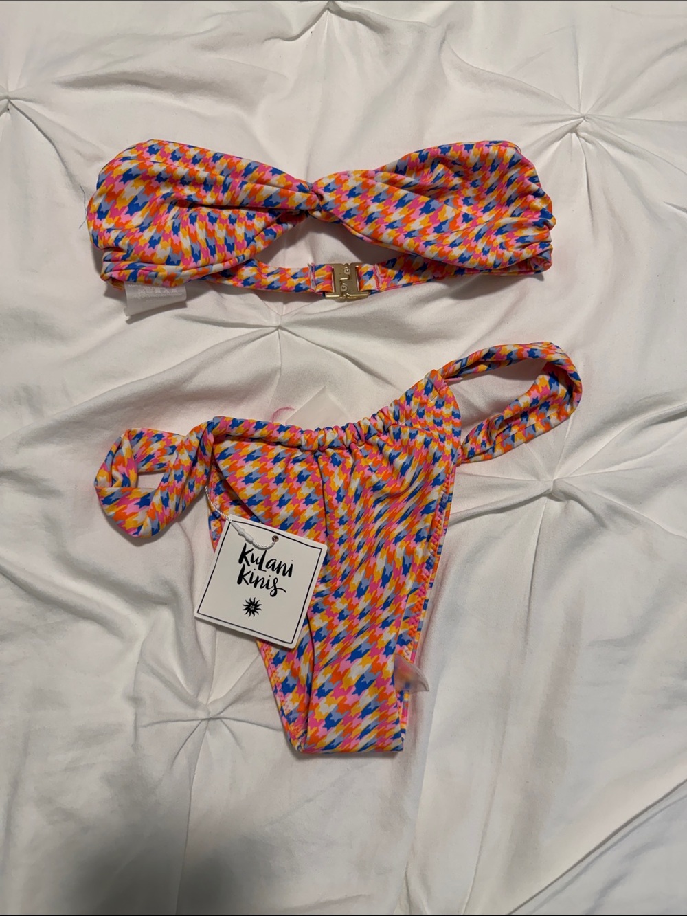 Kulani Kinis Multicolor Bandeau Bikini - Pink, Orange, Blue, Yellow